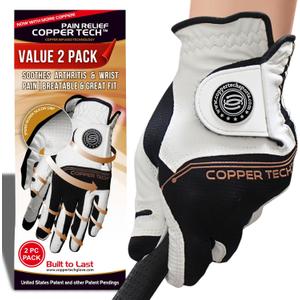 Copper Tech Ladies Golf Gloves Women Right Handed Golfer or Left Handed Golfer 2 Pack | Copper Compression Joint Support with Flexible & Comfortable Fit | AAA Leather & Silicone Tacky Pad (White/Black) Copper Tech Ladies Golf Gloves Women Right Handed Golfer or Left Handed Golfer 2 Pack | Copper Compression Joint Support with Flexible & Comfortable Fit | AAA Leather & Silicone Tacky Pad (White/Black)