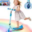 Kick Scooter for Kids 5-8 Years Age - Solid Metal Anti-Crack Frame&Brake,Height Adjustable,Flexible Steer,Light Up Two Wheel Toddler Scooter 4 Year Old,Boys Girls Outdoor Kid Child Toy