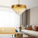 brfaixla 18-Lights 6 Tiers Gold Crystal Chandeliers Luxury 31.5" Modern Crystal Pendant Chandelier Round Hanging Lighting for Living Room Foyer High Ceiling Bedroom Restaurant