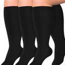 Diu Life 3 Pairs Plus Size Compression Socks for Women and Men Wide Calf Extra Knee High Support for Circulation Black Nurse Gifts Ideas Running Athletic Travel Plain Stockings XXL