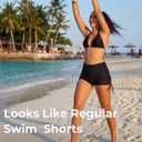 Period Swimwear Menstrual Leakproof Swim Shorts 2" High Waisted Tummy Control Bikini Bottoms for Teen Girls Women (Black)