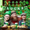 31Pcs St Patricks Day Decorations Pre-Assembled Shamrock Lucky Banner Garlands Clover Hanging Swirls Irish Decor for Home Saint Patrick Party Supplies