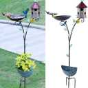54.3 Tall Outdoor Metal Bird Bath Combo, Birdhouses for Outdoors, Bird Feeder Tray and Planter 4 in 1 Garden Yard Decoration