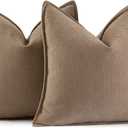 MIULEE Pack of 2 Coco Brown Decorative Pillow Covers 20x20 Inch Soft Chenille Luxurious Couch Throw Pillows Farmhouse Cushion Covers with Elegant Design for Sofa Bedroom Living Room Home Decor