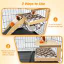 Guinea Pig HideoutNatural Wood Removable Guinea Pig Bed, Small Animal Habitat with Hanging Hammock/Staircase/Cushion, Suitable for Small Animals to Hide, Rest, Play