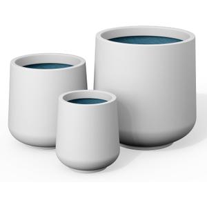 Kante 3-Pack 16.5" 13" 9.4" W Round White Concrete Planters, 16.5"+13"+9.4" Dia