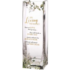 Lillian Rose Botanical Theme Memorial Flower Vase with Sympathy Verse, 3.15x3.15x9.75, Multi