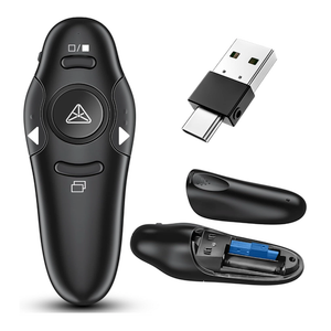 2in1 USB Type C Presentation Clicker Wireless Presenter Remote with Laser Pointer, RF 2.4GHz USB C PowerPoint Clicker Slide Advancer for Computer/Mac/Laptop