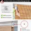 LazBlinds No-Drill Cordless Roman Shade - Light Filtering Natural Wood, Easy Install Bamboo Blind for Windows 26" W x 48" H, Malay Oak
