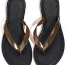 Flip Flops for Women Jelly Slim Thong Sandals Minimalist Essentials Flat Sandals Summer Beach Travel Walking Slides with Vegan Leather (7, Brown)