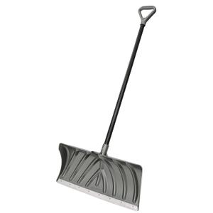 Suncast 24-Inch Snow Shovel and Pusher Combo with Durable Galvanized Steel Wear Strip and Ergonomic D-Grip Handle, Ideal for Driveways, Walkways, and Sidewalks, Gray