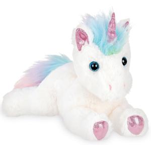 Bearington Rainbow Shimmers Unicorn Stuffed Animal - 10" Fluffy and Cuddly White Stuffed Unicorn Plush with Soft Plush Fur for Play and Cuddles - Adorable Rainbow Stuffy Gift for Toddlers and Kids