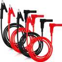 4 Pcs 14 Gauge Banana Plug to Alligator Clip Test Lead Multimeter Test Leads Wire Cable Set Soft Silicone Test Cable Wires for Electrical Testing, 3 ft Long