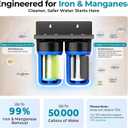 iSpring WGB21BM 2-Stage Whole House Water Filtration System, 10 x 4.5 Carbon Block and Iron & Manganese Reducing Filters, 1" Ports