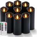 Homemory Black Flameless Candles, Halloween Candles, Battery Operated Candles, LED Pillar Candles with Remote Control and Timers, Set of 9