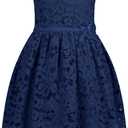 ALLOVIN Girls & Toddlers Spring Graduation Sleeveless A-Line Lace Party Dress Flower Girl Dress with Beaded Bowknot, Size 3T