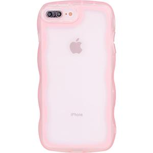Cute Case for iPhone, Wave Frame Shape Soft Silicone Shockproof Protective Slim Phone Cover for Women Girls, Clear/Pink, 5 pcs(IP 7P,IP 13, IP 12 Pro, IP 12Pro Max, IP 14)