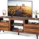 WLIVE TV Stand for 65 Inch TV, 58 inch Entertainment Center with 2 Storage Cabinets, Media Console for Living Room, Bedroom and Office, Retro Brown
