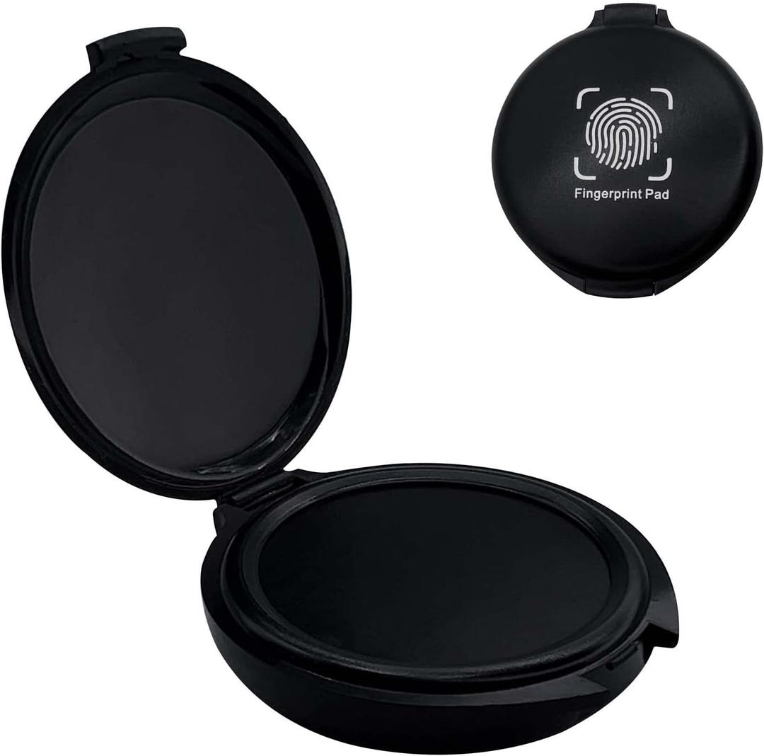 Fingerprint Ink Pad, Black Thumbprint Ink Pad for Notary Supplies Portable Fingerprint Kit for Identification Security ID Fingerprint Cards Law Enforcement Fingerprint Stamp Ink Pad (Black, 1 Pack)