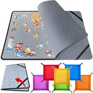 Folding Puzzle Board with 6 Sorting Trays and Felt Mat,for Storage and Saver, Non-Slip Surface,for Puzzle Board 1000 Pieces, 1000 pieces, 22.44 inches x 31.1 inches