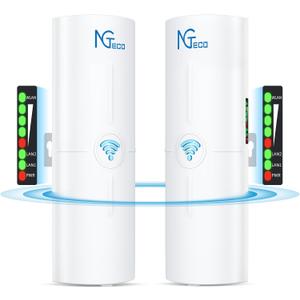 Wireless Bridge, 5KM 5.8GHz Point to Point Outdoor WiFi Bridges with 14DBi High Gain Antenna, Compatible with Network Sharing,Network Extend, 2 Pack