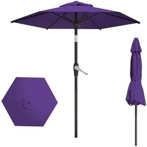 AreShark 7.5FT Patio Umbrella Table Market Umbrella w/Tilt and Crank Heavy-Duty Round Outdoor Umbrellas for Garden, Deck, Backyard, Pool and Beach, Dark Purple