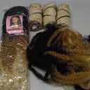 Long Marley Hair Ponytail Drawstring 18inch Synthetic Braid Hair Afro Kinky Ponytail Black Brown Marley Twist Braiding Hair Pony Jamaican Twist Hair Ponytail Extension for Women, 5 piece