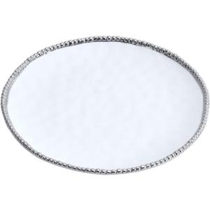 Pampa Bay Porcelain Round Dinner Plate White with Silver Trim (1)