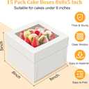 Essenya 15 PCS Cake Boxes 8 Inch, 8x8x5 Inch Cake Box, 8 Inch Cake Box with Window, White Bakery Boxes, Large Baking Boxes, Cajas Para Pasteles, 8x8 Cake Boxes for Birthday, Wedding, Party, Business