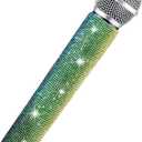 Sanwuta Fake Microphone Prop Sparkly Bling Rhinestones Plastic Play Microphone Pretend Glitter Bedazzled Mic for Cosplay Party Costume(Gradient)