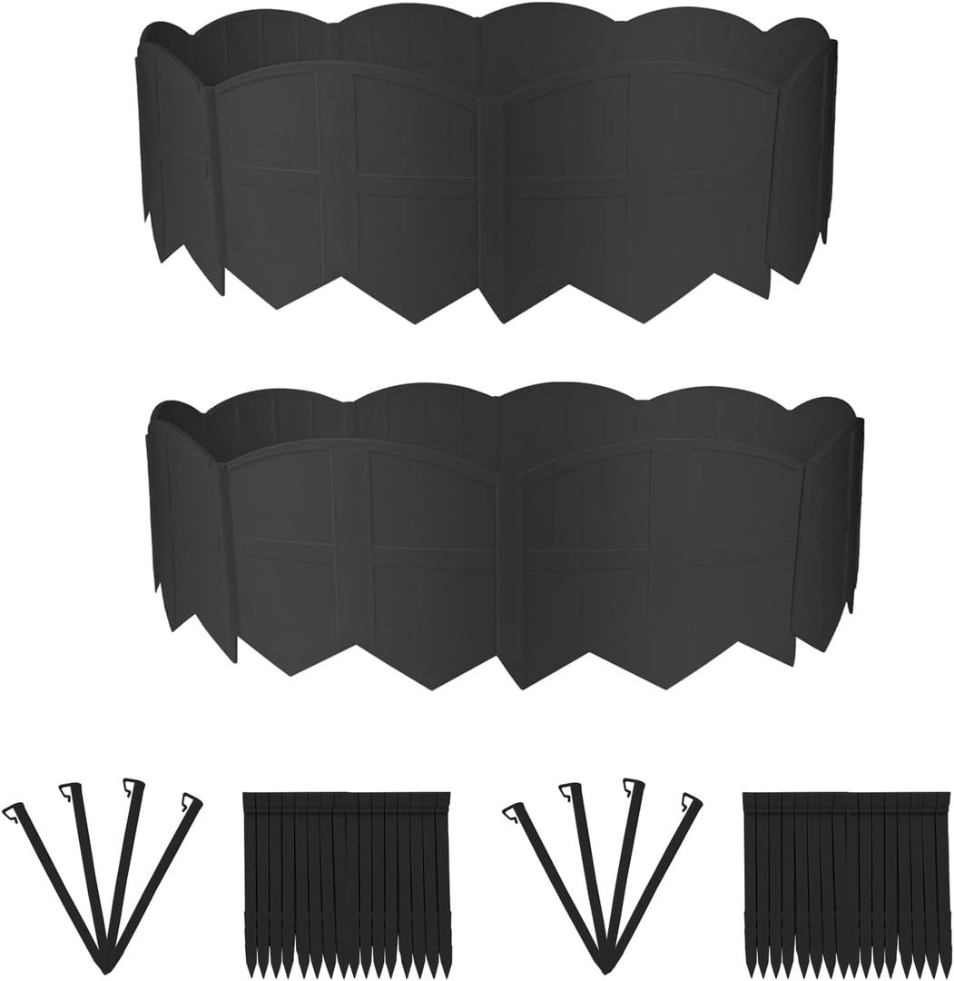 30Ft Landscape Edging Garden Edging Border Lawn Edging 30Pcs Landscape Edging Border with 30Pcs Stakes Kits Black Edging for Landscaping Decorative Garden, Flower Bed, Yard and Lawn