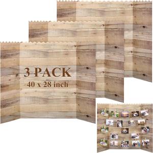 3 Pack Wood Grain Photo Display Board 40 x 28 Inch