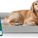 Furhaven Cooling Gel Dog Bed for Large Dogs w/ Removable Bolsters & Washable Cover, For Dogs Up to 95 lbs - Quilted Sofa - Silver Gray, Jumbo/XL