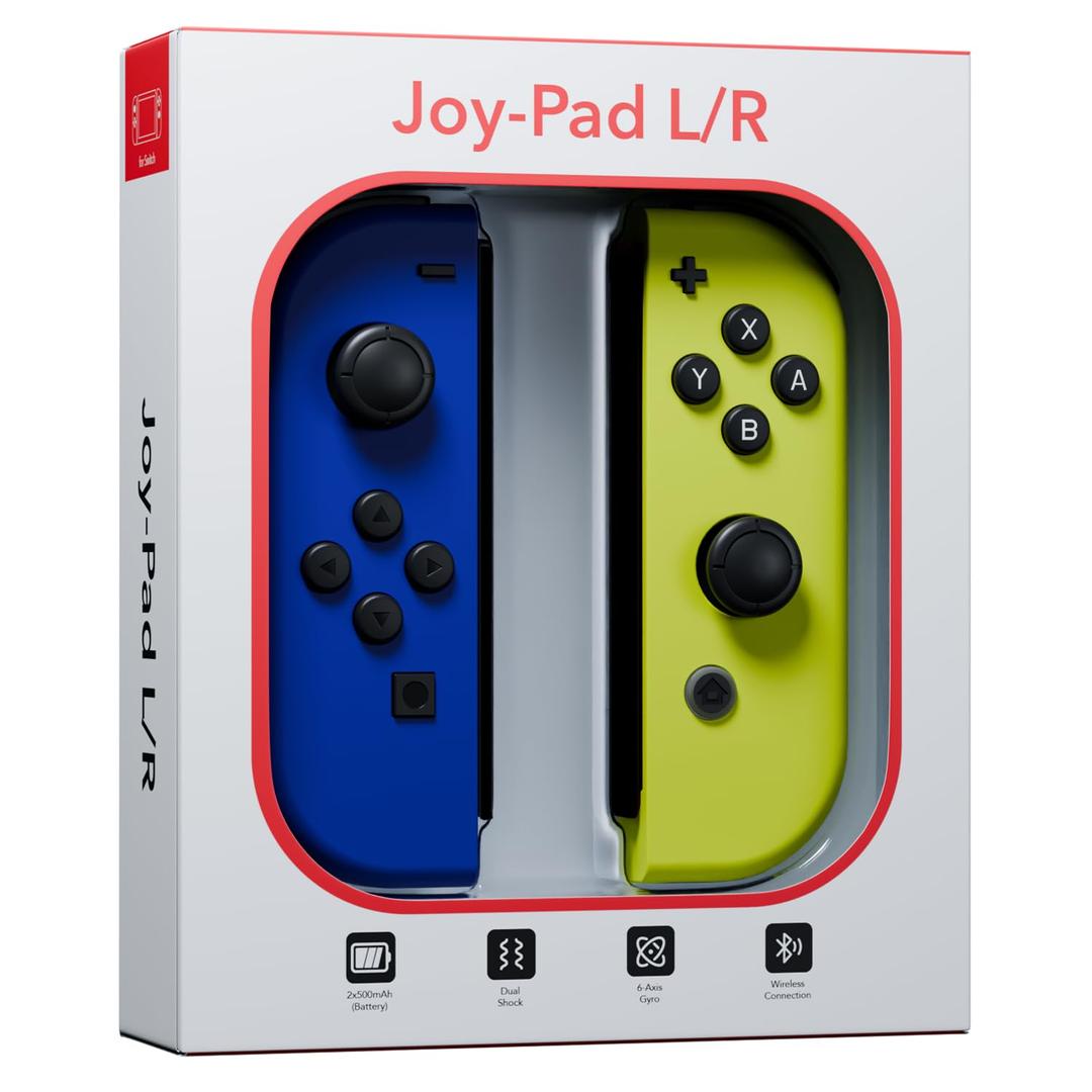 Tideal Set of Replacement Controller for Nintendo Switch - Compatible with Nintendo Switch (1) / OLED/Lite - Dual Vibration/Motion Control / 6-Axis Gyro (Blue & Yellow)