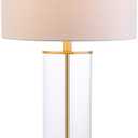 JONATHAN Y JYL2005A Collins 29" Glass LED Table Lamp Modern Contemporary Glam Bedside Desk Nightstand Lamp for Bedroom Living Room Office College Bookcase LED Bulb Included, Clear/Brass Gold