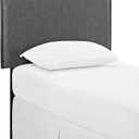 Modway Camille Linen Fabric Upholstered Twin Headboard in Gray with French Piping