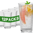 Reusable Plastic Drinking Glasses, Water Glasses Set of 12, Unbreakable Plastic Cups Acrylic Glasses Drinkware, Stackable Clear Kitchen Tumblers, ShatterProof, BPAFree, DishwasherSafe (350ML)