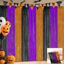 Halloween Party Decorations, 3 Pack Glittery Halloween Foil Fringe Curtains 3.3 X 6.6 ft, Orange Purple Black Tinsel Party Backdrop Photo Booth Props Streamers Birthday Party Supplies