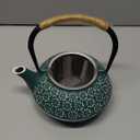 Sotya Cast Iron Teapot, 30oz/900ml Japanese Tetsubin Tea Pot with Infuser for Loose Leaf and Tea Bags, Tea Kettle Coated with Enameled Interior for Stove Top, Dark Green