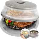 2 in 1, Aidacom Microwave Place Mat & Food Cover- Mat as Bowl Holder, for Splatter Guard, Multi-use: Silicone Trivet, Pot Holders, Drying, Baking, Utensils Rest for Kitchen Counter, Grey 