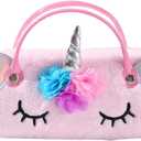 Hifot Plush Hard Eyeglass Case, Makeup Storage Bag Portable Sunglasses Pouch Hard Shell with Handle (Pink)