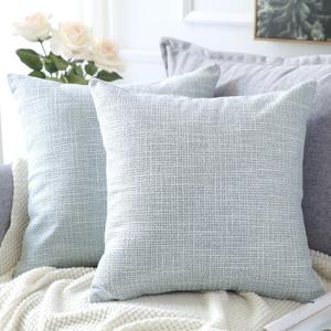 OTOSTAR Linen Throw Pillow Covers Set of 2 Decorative Square Pillowcases Cushion Covers 18x18 Inch for Home Decor Sofa Bedroom Car 45 x 45CM Blue Grey