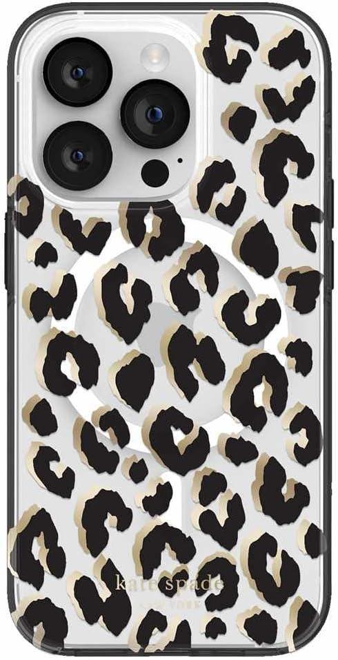 Kate Spade Protective Hardshell Case w/MagSafe City Leopard Black | Compatible with iPhone 14 Pro