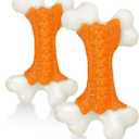 Tough Dog Toys, Toys for Aggressive Chewers Large Breed, Chew Dogs, Bone Toy Nylon Dogs Almost Indestructible, Orange  (1 Pack)