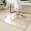 Koonmi Tempered Glass Chair Mat 46"x46" - Premium Office Chair Mat for Hardwood Floors & Low-Pile Carpet with 4 Non-Slip Pads - Thick Scratch-Resistant Surface (Clear)