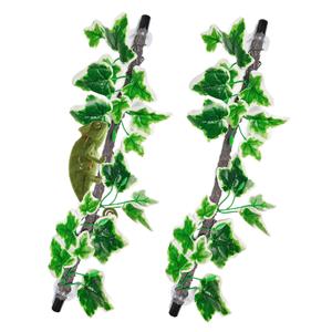 BNOSDM 2PCS Reptile Climbing Branch, Bendable Jungle Vine with Leaves Terrarium Plant Decoration with Suction Cup Chameleon Cage Accessories for Gecko Lizard Bearded Dragons Snake (White Vein Ivy)