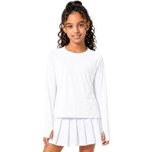 Wenlia Girls Long Sleeve Athletic Shirts Thumbhole Quick Dry Sports Tops 11-12Y