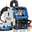 AZZUNO Aluminum MIG Welder 155A 110V/220V, 5 in 1 Welding Machine with Gas MAG/Aluminum MIG/Gasless Flux Core MIG/Stick/Lift TIG Welding, Multiprocess Wire Feed Welder Machine
