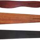 3-Piece Wooden Kitchen Cooking Utensil Set - Comes w/a Thin Wood Spatula Flipper, Cast Iron Scraper, Stirrer and Butter Turner/Cheese Spreader - Wooden Utensils Set - Made in USA-EJB
