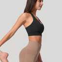 Sports Bras for Women Criss Cross Back - V Neck Adjustable Wide Straps High Support Removable Pad Gym Crop Tank Tops (Black, S)